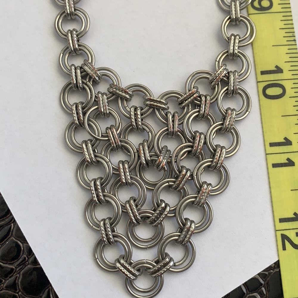 Silver Rings Statement Necklace